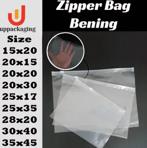 (10 Pcs) Zipper Bag Bening Transparan Organizer Bag Transparant Pouch Penyimpanan Travel Serbaguna