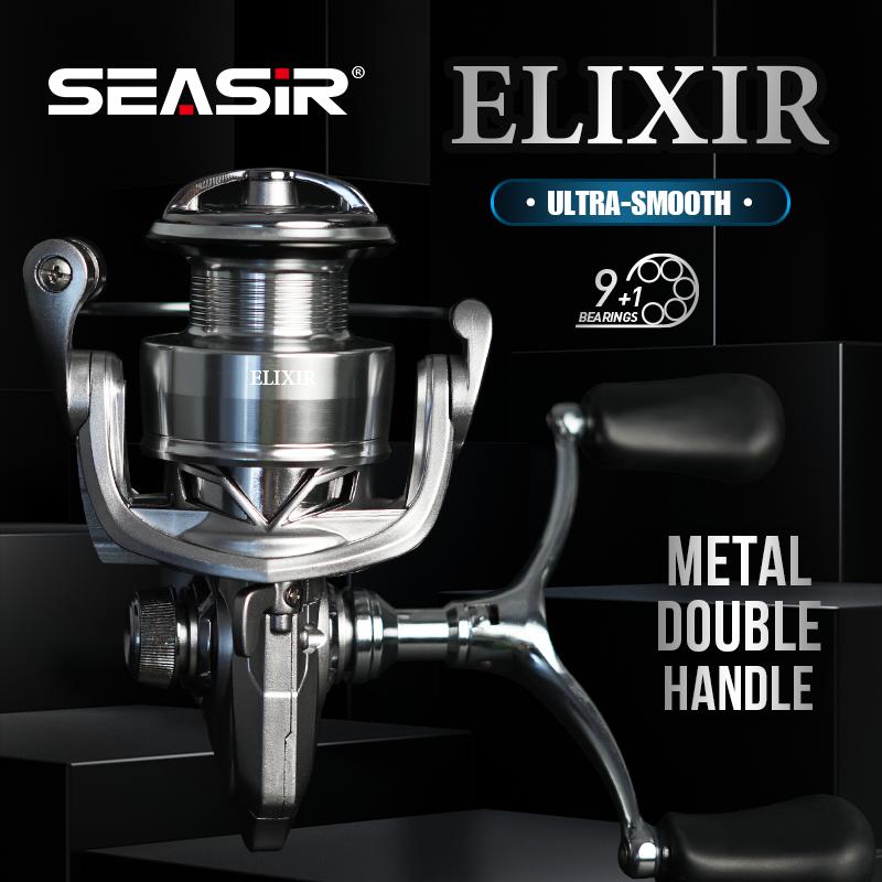 SEASIR ELIXIR-Máy Câu Cá Rocker Đôi LT2000 LT3000 Máy Câu Quay 9 + 1BB Kéo Tối Đa 11KG Tỷ Số Truyền 5.2: 1 Ống Chỉ Airdrive Bằng Nhôm Bánh Xe Nước Mặn