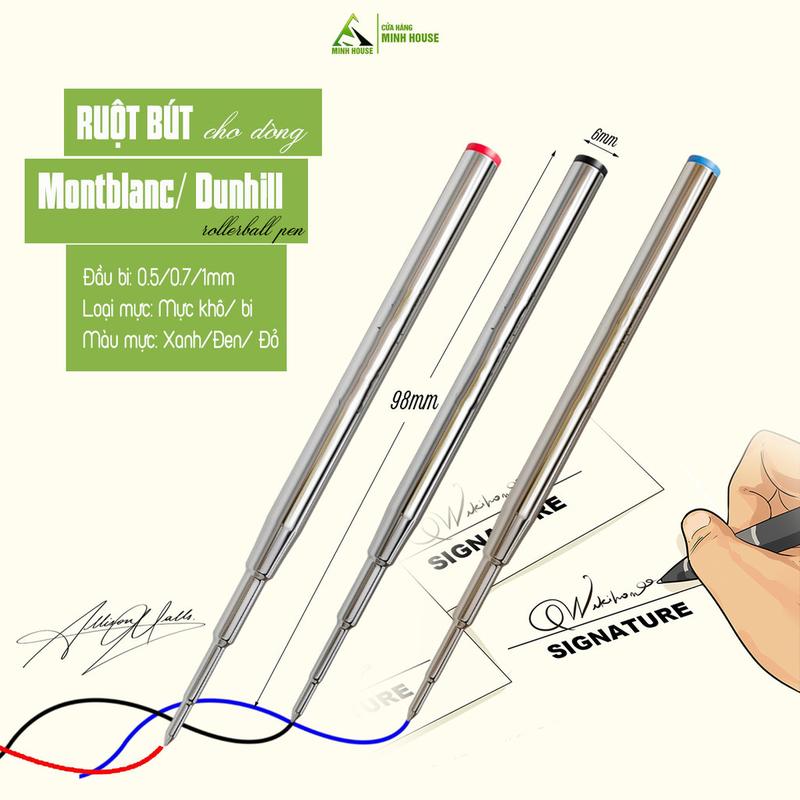TT Cho dòng Montblanc và Dunhill Set 2c Ruột bút cây viết Ballpoint Refill 0.5,…