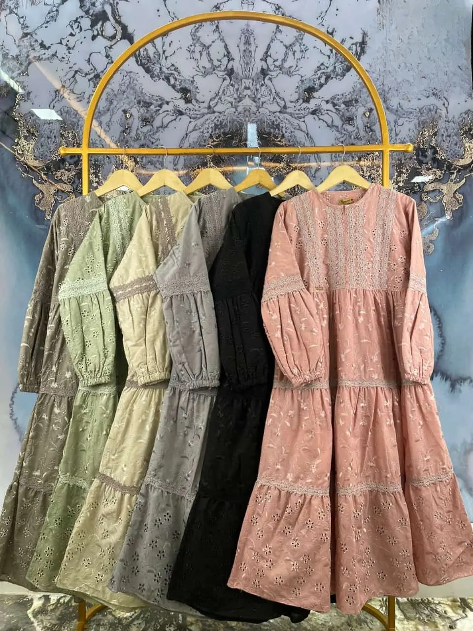 Midi Dress Katun Bordir Bolong Motif Renda dengan Puring By Najwa - Shop |  Tokopedia