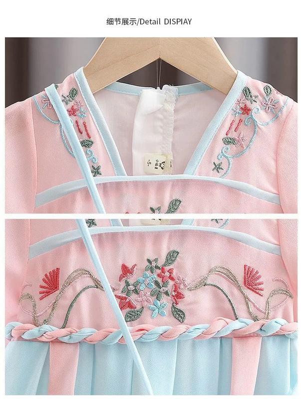 Product Introduction of Summer Girls 'thin short-sleepved Super fairy Chinese style Hanfu costume baby purple outfit dress pink 6-8 years FRP 2426 5