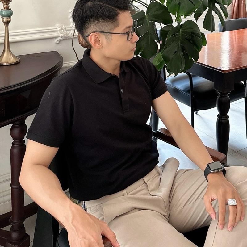 VẢI MỚI DẦY - ĐẸP Áo Thun PoLo Vải Cotton Cao Cấp Lalahouse Màu New 2025 Nam Ngắn Tay Menswear Shirt white tối giản