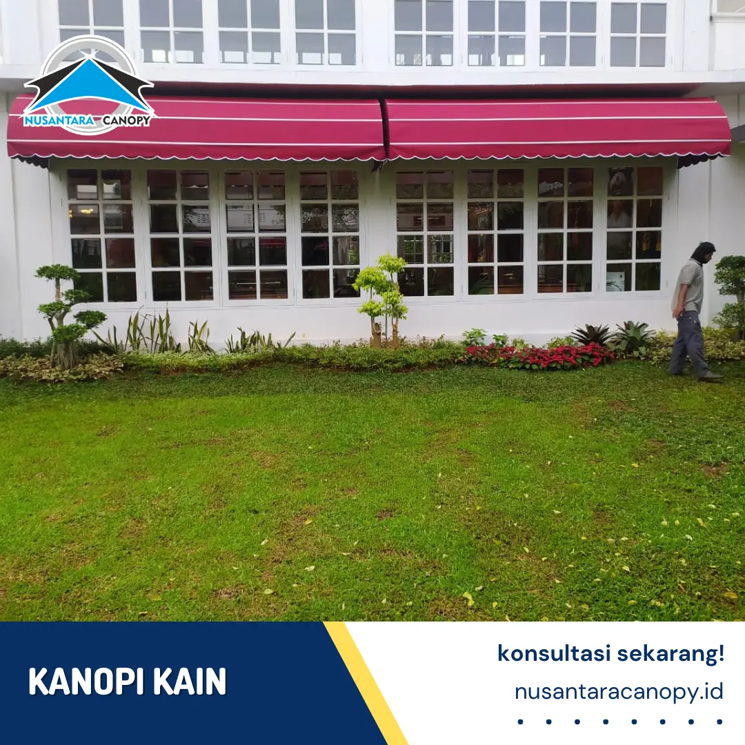 Kanopi Kain Buka Tutup Murah & Berkualitas - Awning Canopy Kain Lipat Outdoor bergaransi Cocok untuk Toko, Kafe & Rumah Tinggal, Kain Waterproof, Rangka Besi Hollow Galvanis, Tahan Hujan, Harga Hemat & Tampilan Mewah Minimalis Moderen