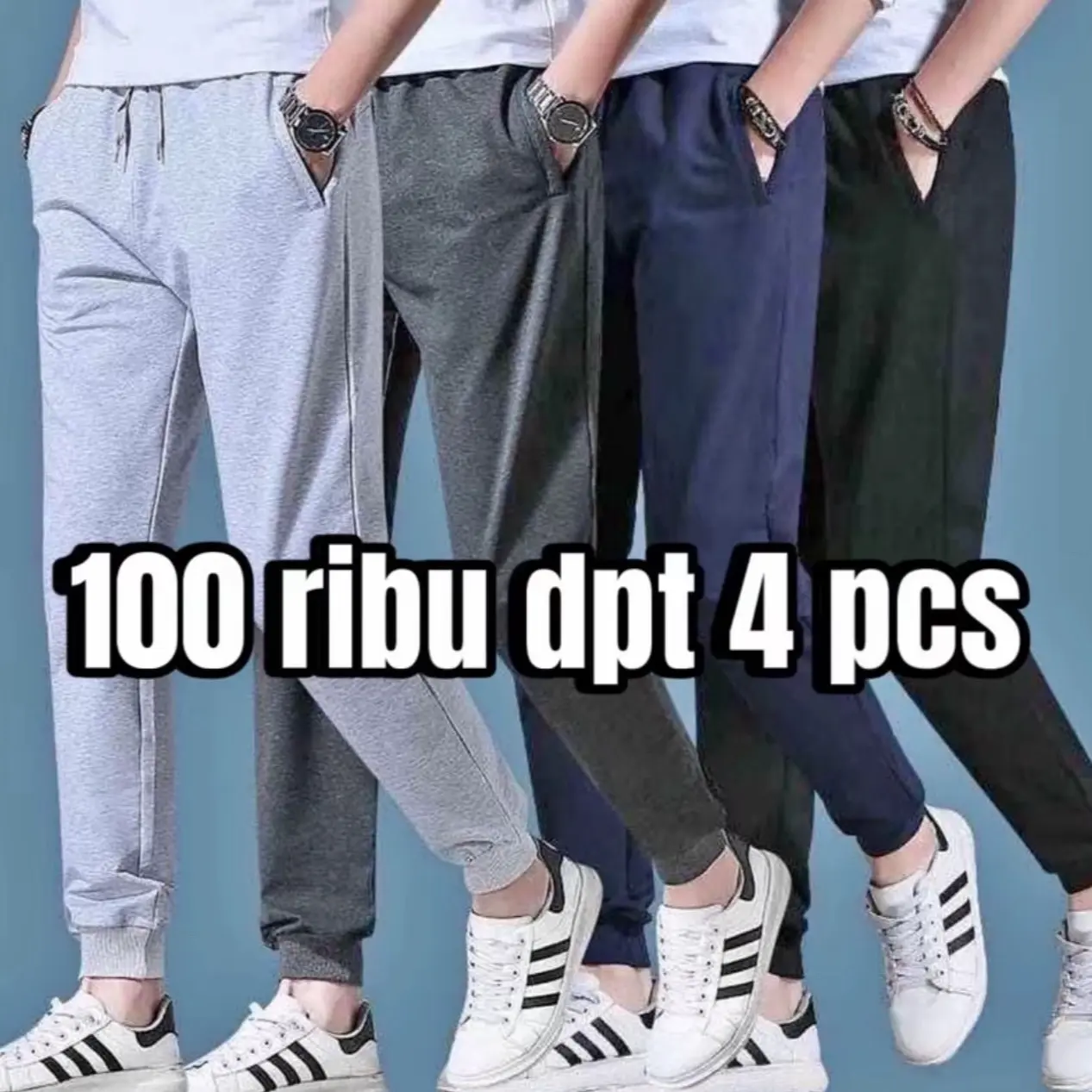Promo( TERLARIS ) 100 RB Dpt 4 Pcs Jogger Zipper Dewasa Unisex Sport Pria Wanita  Celana Panjang Tebal Distro