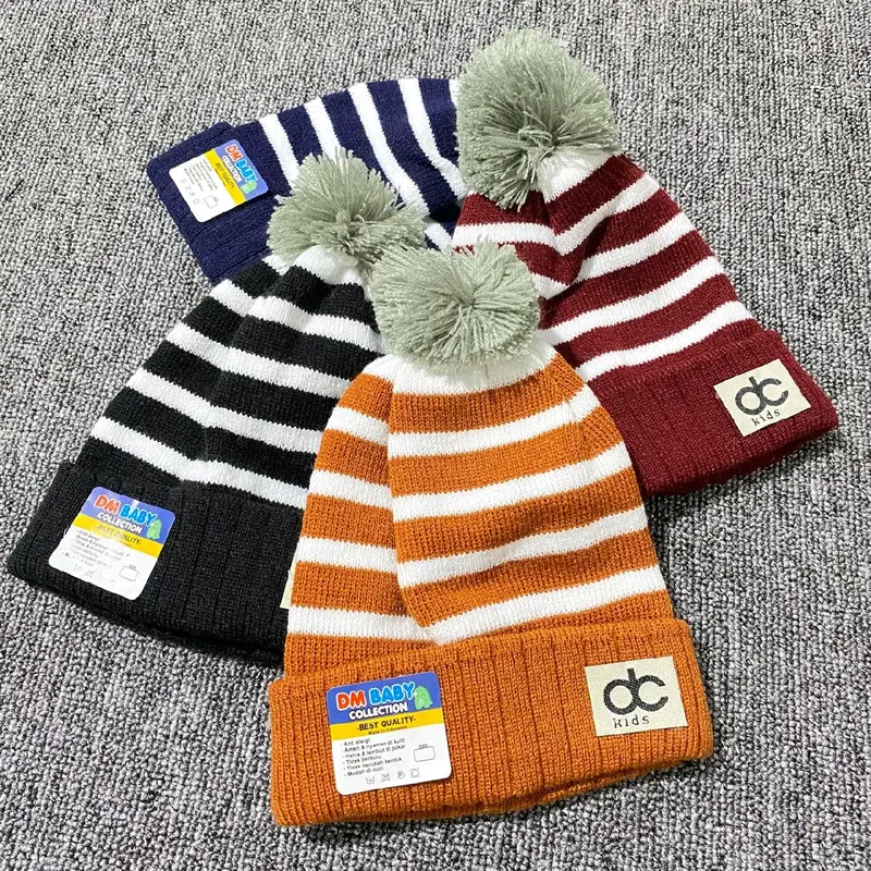 Kupluk Bayi Rajut Model JAMBUL Motif SALUR 0-12 Bulan DC Kids Kupluk Penutup kepala Bayi Trendy DM Baby 4