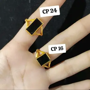 Cinicn Permata Hitam Lapis Emas Balut Kristal Premium