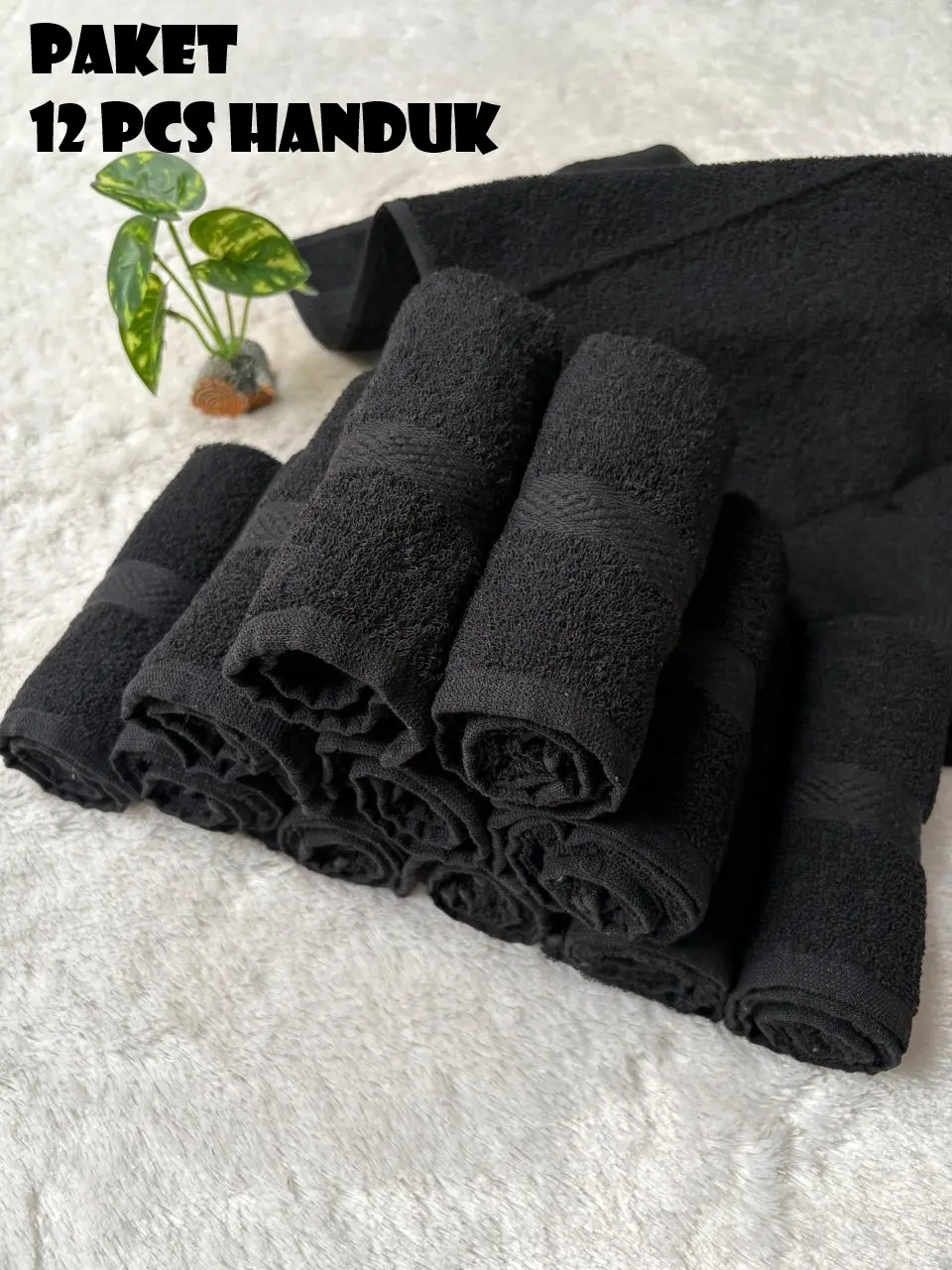 Isi 12 Pcs Warna Hitam Handuk Salon Barbershop tebal Multi Fungsi Ukurann 75 X 35 Cm