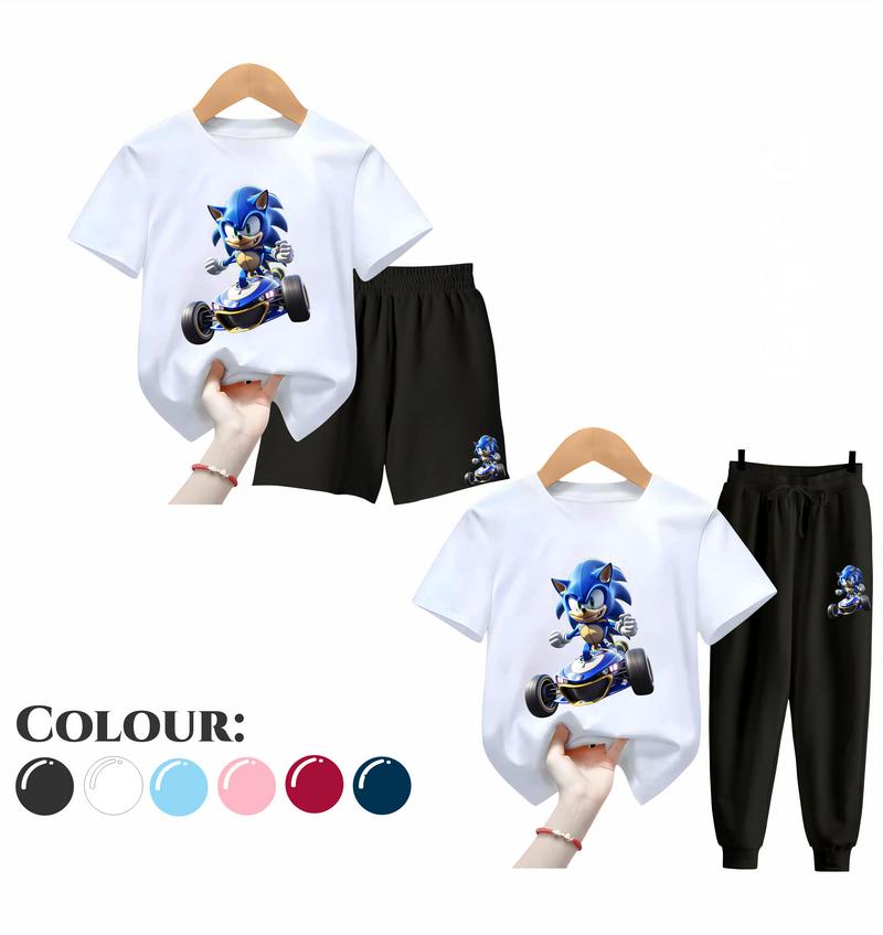 Product Introduction of Baju Setelan Anak Laki Laki - Pakaian Kaos dan Celana Fashion Anak Cowok Usia 5-15 Tahun - Motif SONIC Putih 44