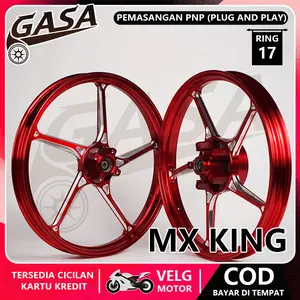 VELG BIKINGBOY PALANG AK CNC RING 17 Untuk Jupiter MX King, Vixion New/Nvl/Nva, R15 Old V1 V2, Exciter 150 (LC150), Y15/Y15ZR Velg Racing Ukuran Set d/b 160*17 PNP TANPA MODIF Warna Merah / Red