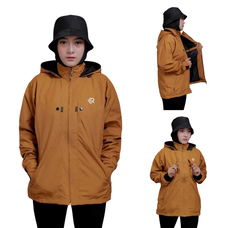Jaket Pria Red flags Jaket Parasut Casual Adventure Wanita Simpel Bordir Taslan Premium Furing Fleece Tebal Lembut  Windbreaker Original Lokal Red Flags M L XL XXL Mustard 0
