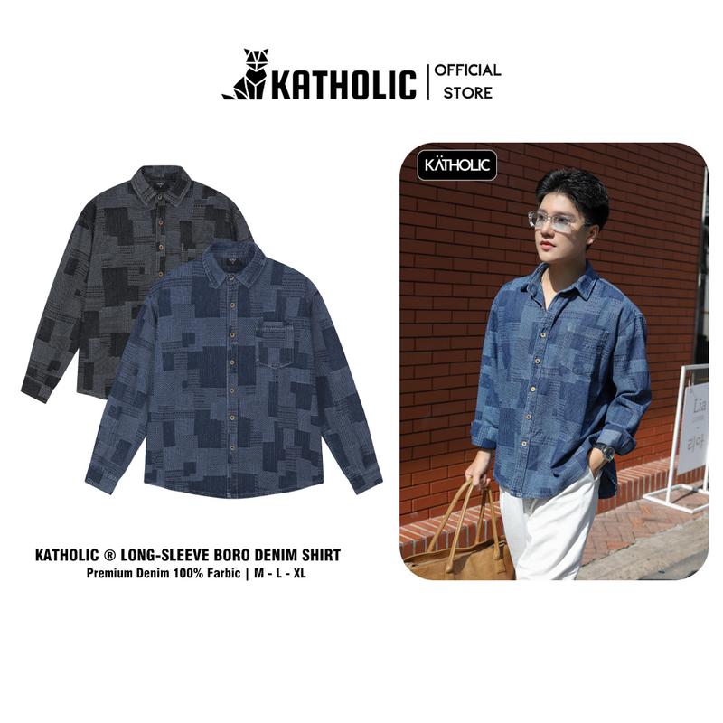 Áo Sơ Mi Tay Dài Nam Nữ Boro Denim Local Brand KATHOLIC Form Rộng Oversize KAT031