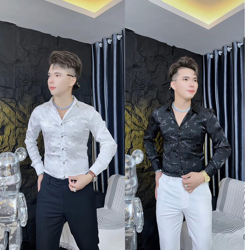 ÁO SƠ MI GẤM TUYẾT THÊU HOA LÁ Dài Tay + Ngắn Tay Nam Menswear