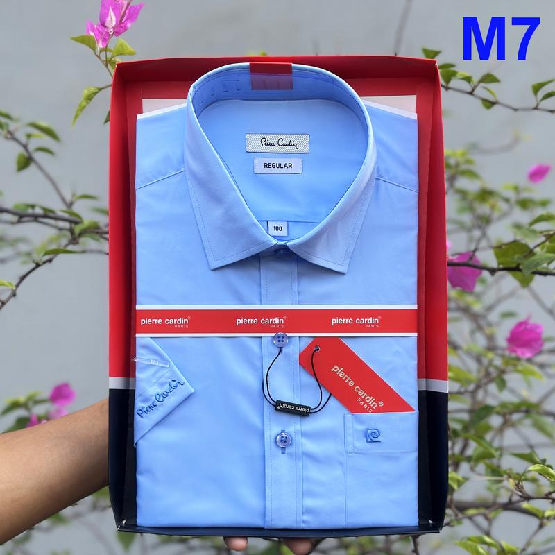 Áo Sơ Mi Pierre Cardin Áo Sơ Mi Nam Ngắn Tay Xanh Lam Nhạt Hàng Xuất Dư Cao Cấp Mẫu Mới 2025