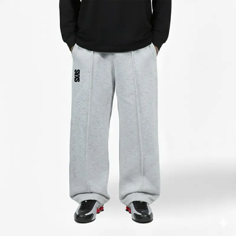 SVXS - Baggy Sweatpants Pecah Pola Abu Misty untuk Pria Bahan Premium Fleece 300 gsm Nyaman dan Gaya Unik Distro Stretch