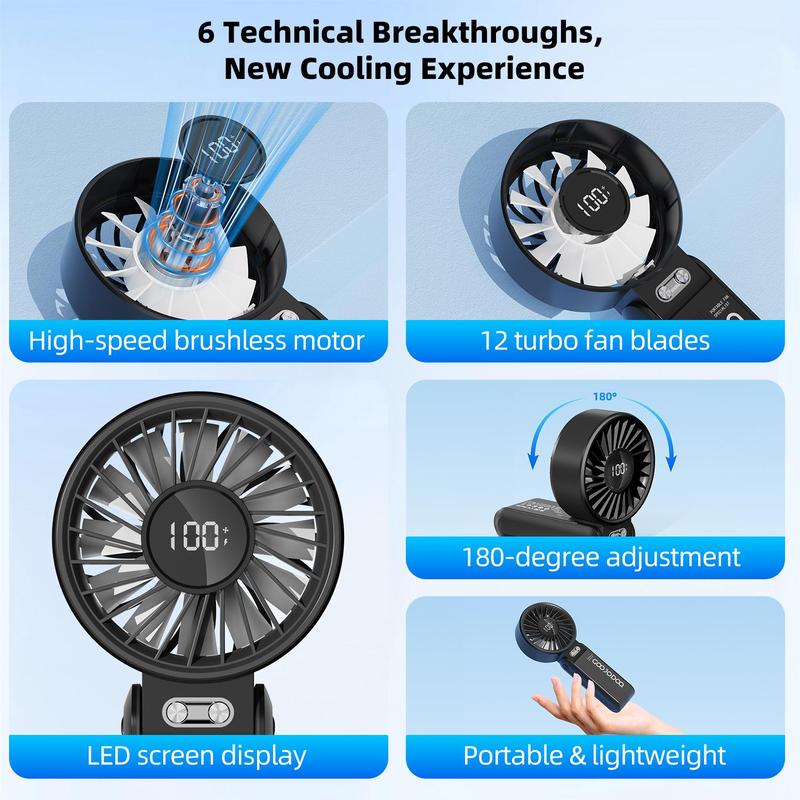 GOOJODOQ GFS003 Folding Mini Fan 4000 MAH With Smart LED Screen Display 100 Level Speed - Kipas Mini 1
