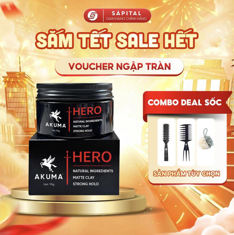  Sáp vuốt tóc Akuma Hero - Độ giữ nếp lên tới 12H Không bóng Tạo kiểu linh hoạt Phù hợp mọi chất tóc 