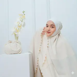 Mukena Polos (6 warna) Series Latifah luxe Motif LaserCut Bahan Adem Lembut Pouch Mutiara Mewah Free Sejadah Muka