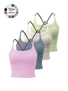 Sujetador deportivo para mujer liso con espalda cruzada, Top corto tipo camisola deportivo cómodo y transpirable, Ropa deportiva para damas para uso interior y exterior, Ropa de gimnasio, Ropa deportiva para gimnasio, Ropa de mujer