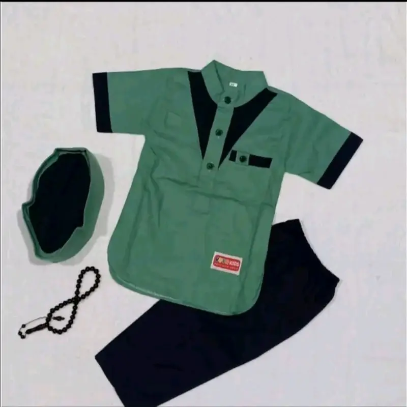 KOKO ZAIN ANAK USIA 1-11 TAHUN PLUS PECI POLOS   Katun  Poliester Hitam Putih ternyaman terlaris dan termurah Baju Kerah 0