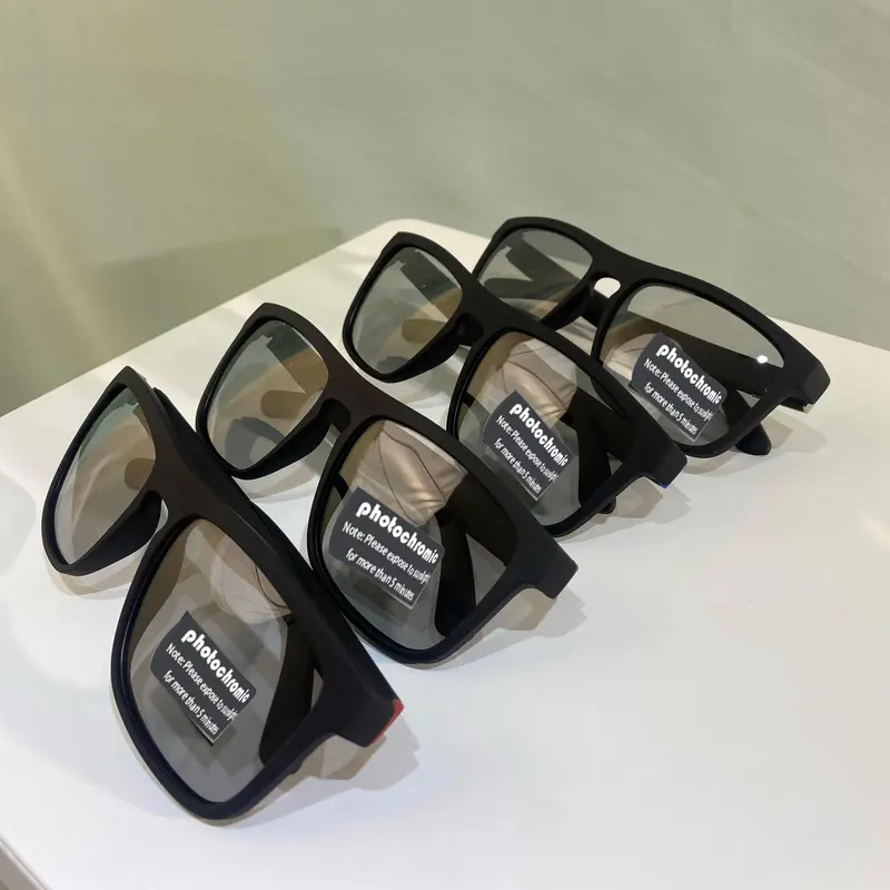 Kacamata photochromic Kacamata hitam pengubah cahaya luar ruangan, kacamata hitam bersepeda persegi untuk olahraga pria 2