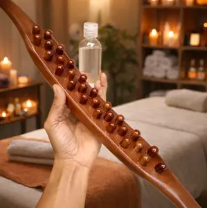 Garansi 100% Kayu Alat Pijat Leher Terapi Tubuh Manual 3 Baris