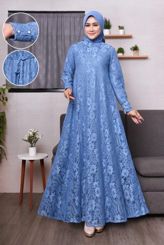 azalia mode gamis brukat jumbo gamis pesta buat seragaman ada ukuran dari m.l.xl.xxl.3xl free masker Dress Muslim Kondangan
