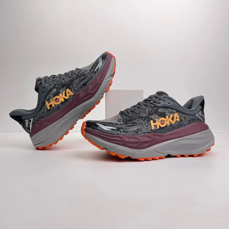 HOKA Stinson 7 Sepatu Lari Pria Trail Running Shoes Castlerock Cabernet - Nyaman & Tahan Lama untuk Jalur Menantang 0