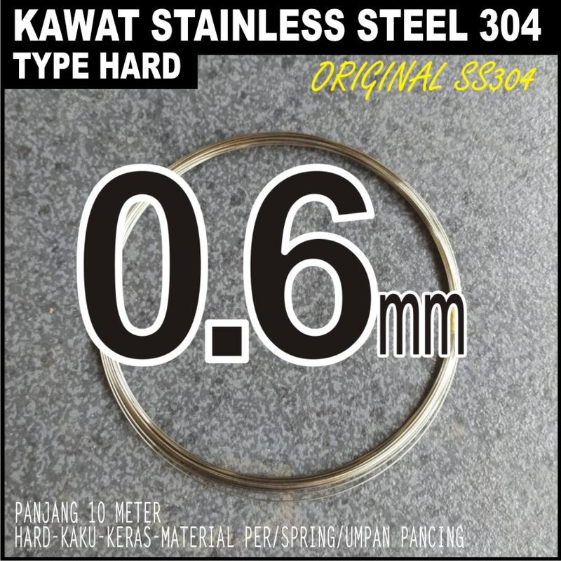 Kawat Stainless Steel 304 Hard Keras 0.6mm 10 meter 0