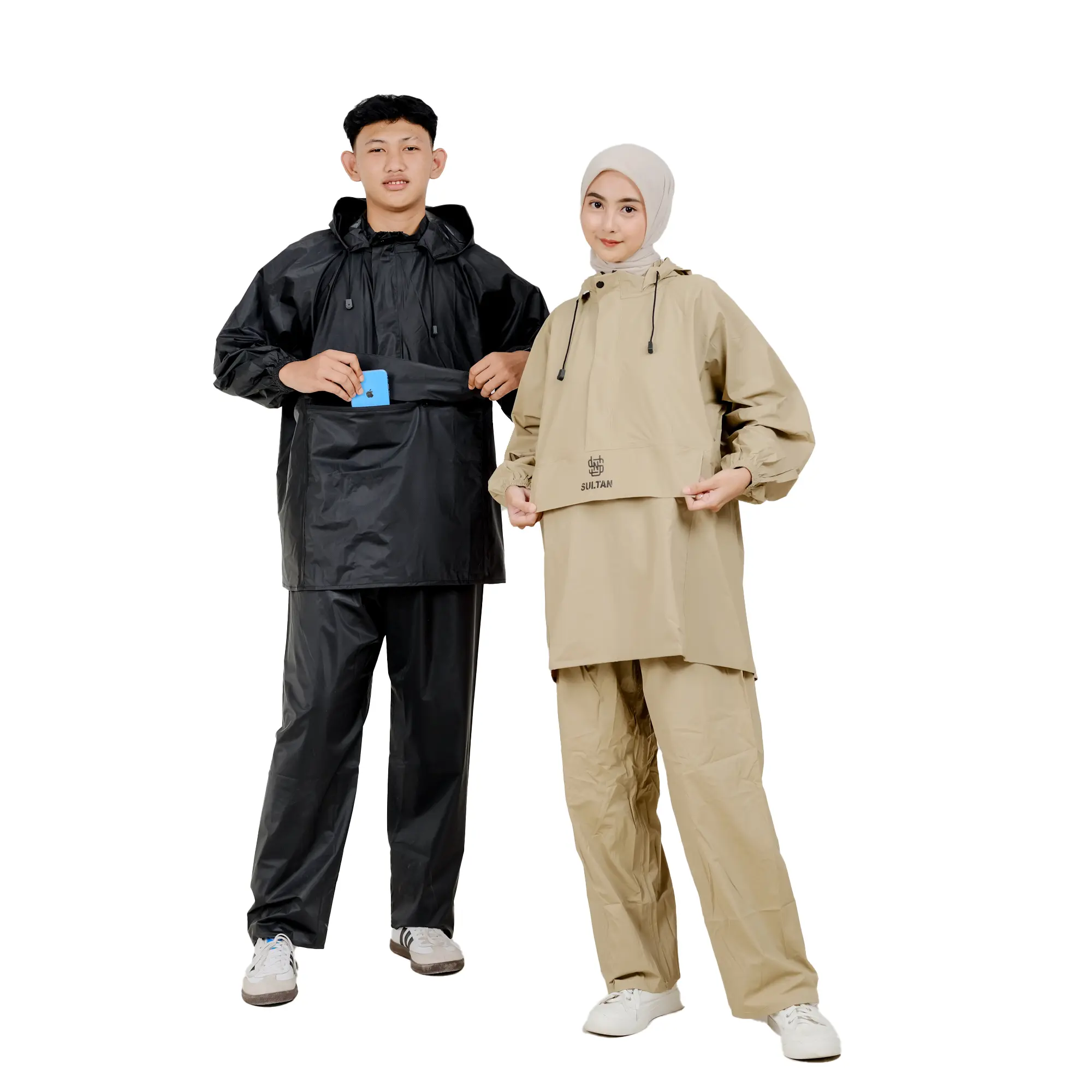 Setelan Hujan Sultan Kanguru Dewasa Hitam - Baju dan Celana Pria Wanita - Sport, Outdoor
