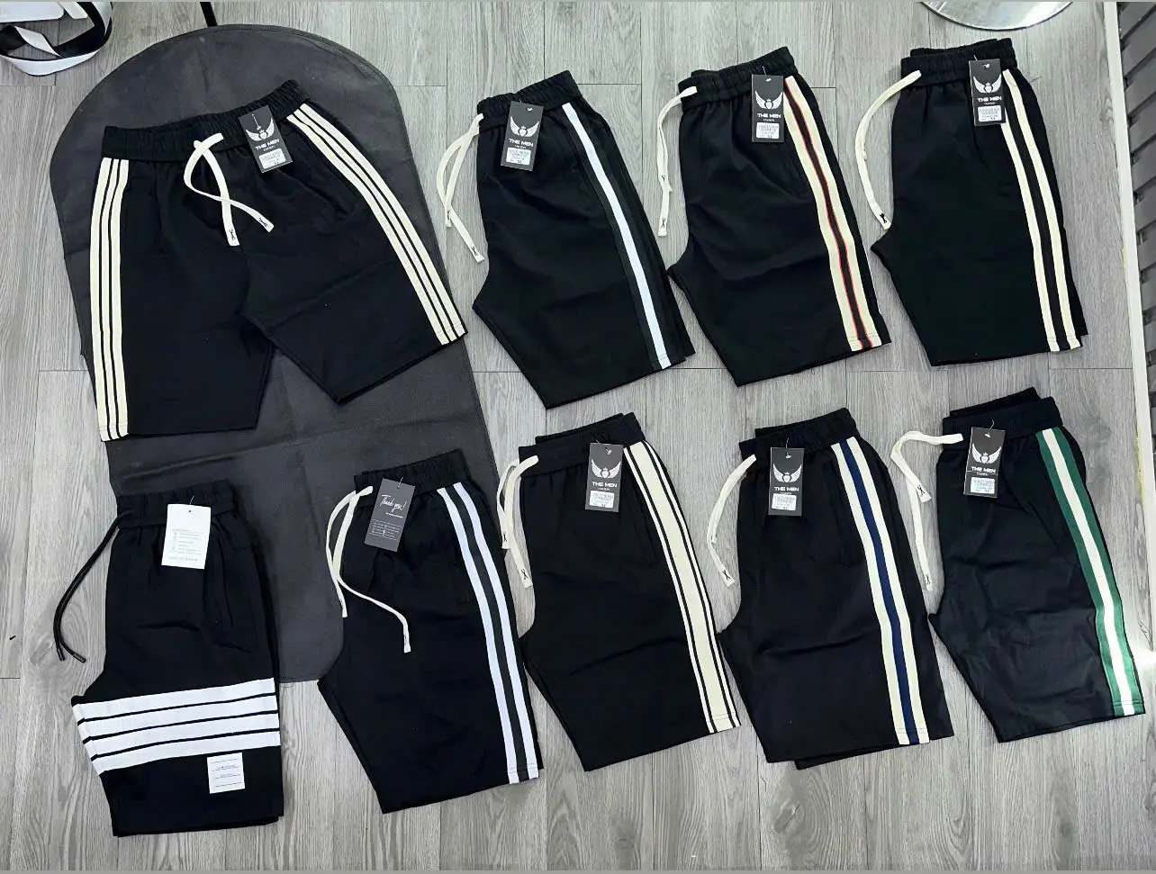 Quần Ngố Phối Dây, Chất Liệu Umi Hàn Cao Cấp Màu đen Nam Menswear Kem