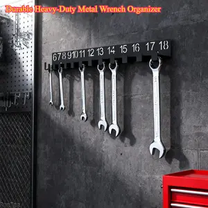 Durable Heavy-Duty Metal Wrench Organizer - Wall-Mounted with Numbered Slots for Home & Garage Storage