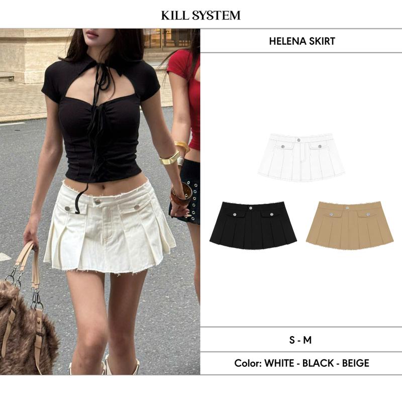 Chân váy xếp ly giả túi kèm quần bảo hộ HELENA - KILLSYSTEM