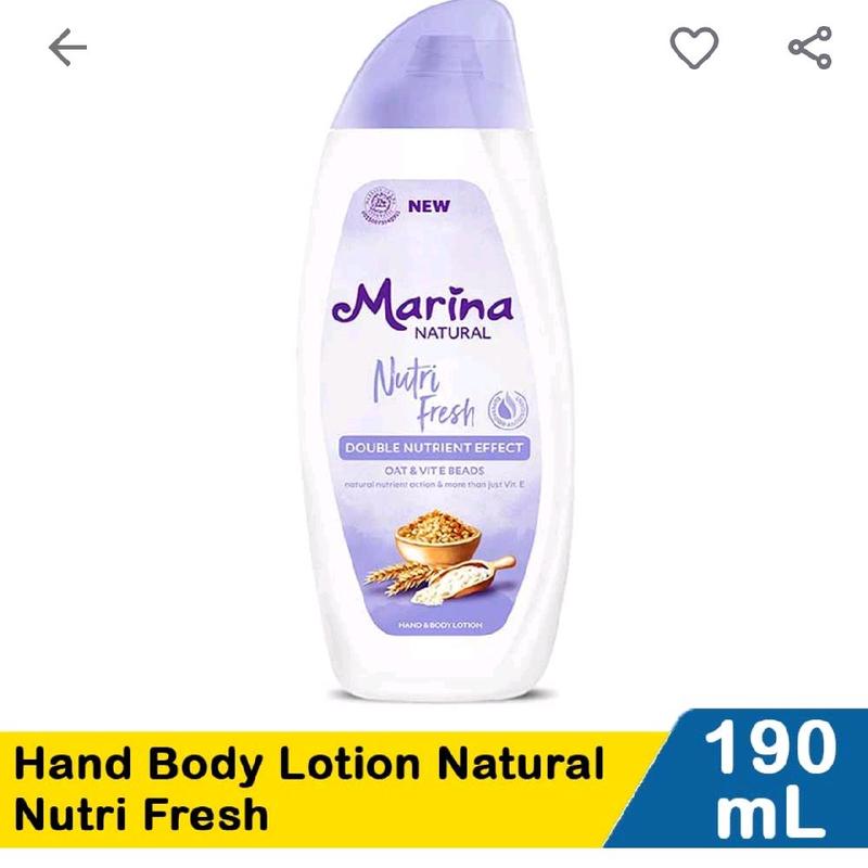 marina hand body lotion natural nutri fresh 190ml Tubuh Tangan 0