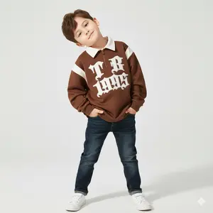 Sweater Anak  laki laki RUGBY TR Kerah Baju Kerah Anak Lembut Bahan Fleece Size M - XXL Fashion