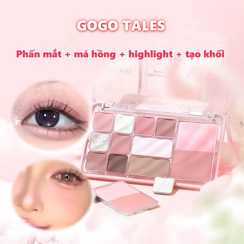 [Mua trong live Trang Nhung tặng cọ]Bảng Phấn Mắt, GOGO TALES, Trang Điểm Nhẹ Hàng Ngày, Phấn Tạo Đường Viền, Bảng Phấn Mắt 4 Trong 1