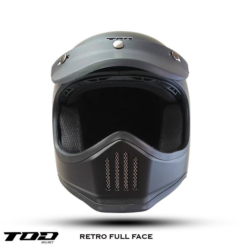 HELM RETRO CAKIL FULL FACE HITAM DAY DEWASA PRIA WANITA ORIGINAL SNI 3