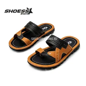 Kickers Sandal Anak Laki-laki Usia 2-13 Tahun Ukuran 26-37 Sandal Japit Jempol Cowok Bahan Kulit Sintetis Nyaman Ringan TPR Anti Licin Fashion Kaki Sendal Jepit
