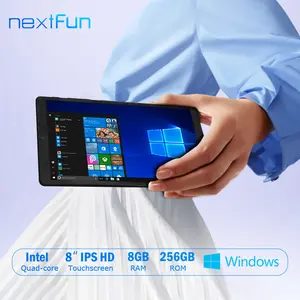 NEXTFUN 8" Windows Tablet PC RAM 8GB ROM 256GB Mini Pocket Touch Screen Quad Core Laptop Layar Wifi Bluetooth Kartu Hitam Kamera Prosesor