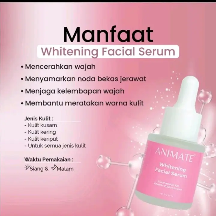 Serum animate whitening facial 5X Vitamin Pencerah Perawatan kulit Muka Mencerahkan Wajah dalam 2 minggu 2