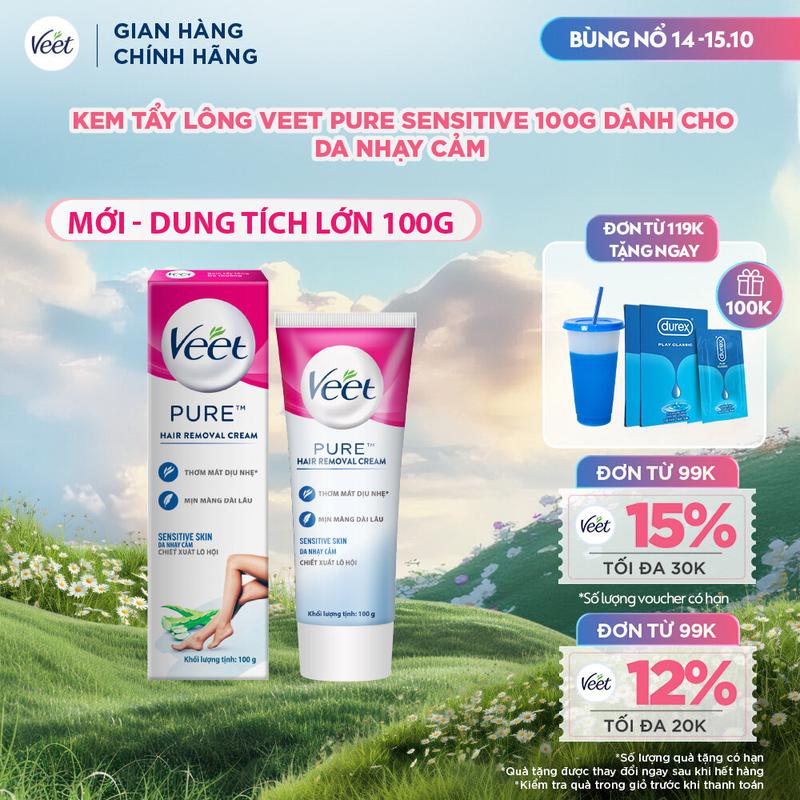 Kem Tẩy Lông Veet Pure Sensitive 100g dành cho da nhạy cảm