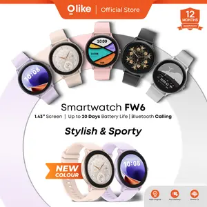 [BEST SELLING] Olike Smartwatch FW6 Jam Tangan Pintar Layar Bulat | GPS Sync to Strava | Layar 1.43" HD | Bluetooth Call | IP68 Waterproof | Health Monitoring | 20 Days Standby | Black, Silver, Pink, Beige, Purple | Garansi 1 Tahun