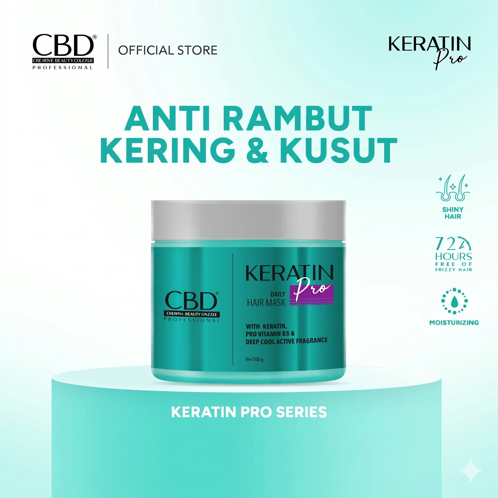 [BBD] CBD Professional Keratin Pro Daily Use Hair Mask 500gr - Haircare Treatment Perawatan setelah Shampoo & Conditioner Vitamin Rambut Kering Kusut Kusam menjadi Halus Berkilau Membersihkan & Melembutkan  Rambut seperti Smoothing