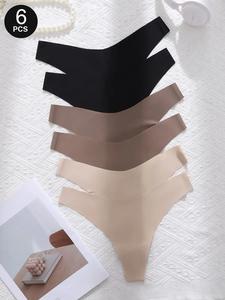 Tanga de mujer sin costuras de cintura baja, 5/6/7/10/15/20 piezas, diseño liso ajustado, ropa interior cómoda para todas las estaciones, ideal para uso diario y casual