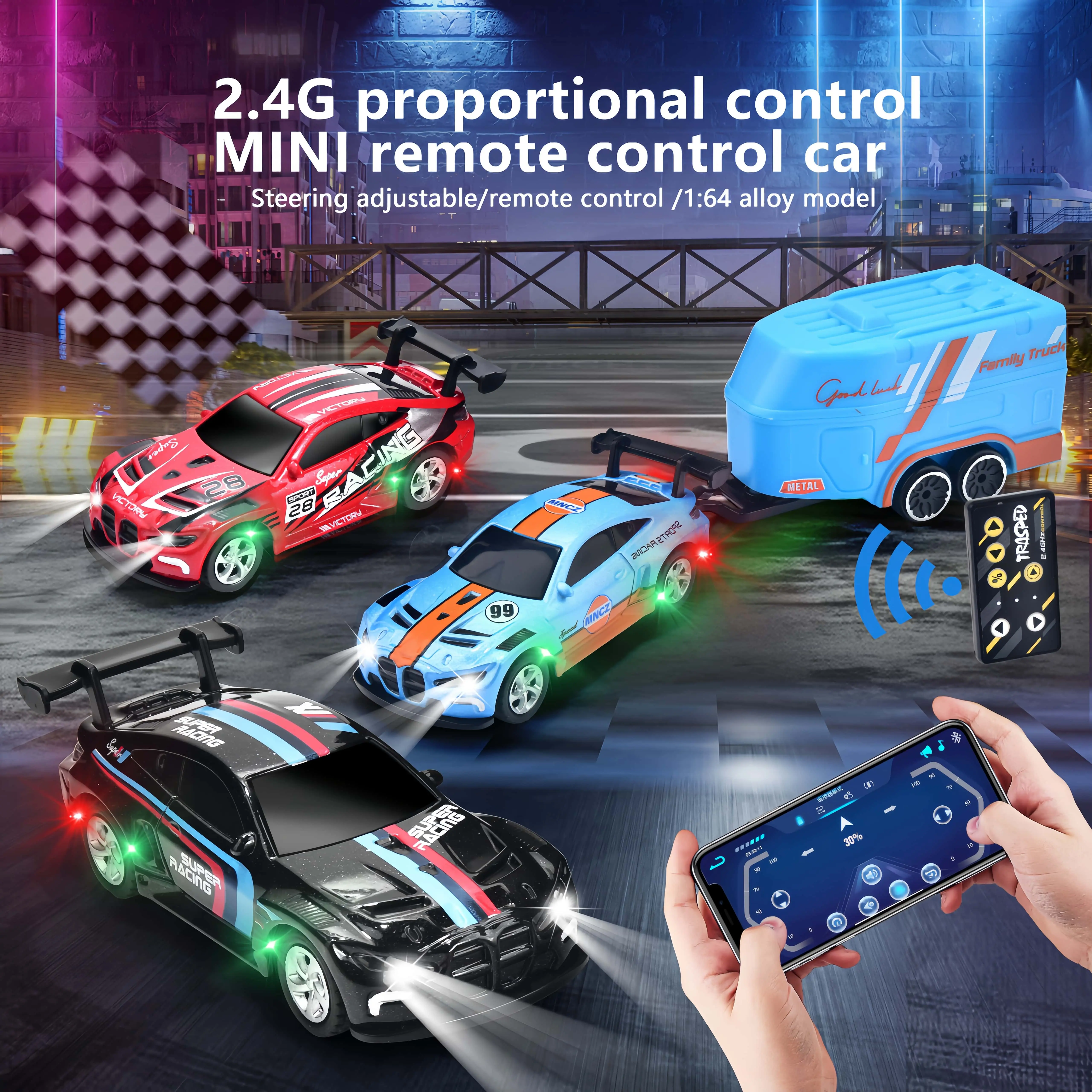 mini rc car Scale 1:64  Alloy RC Off-Road Car- APP Control 3-Speed, USB Rechargeable, Bluetooth, APP Control Toy for Boys