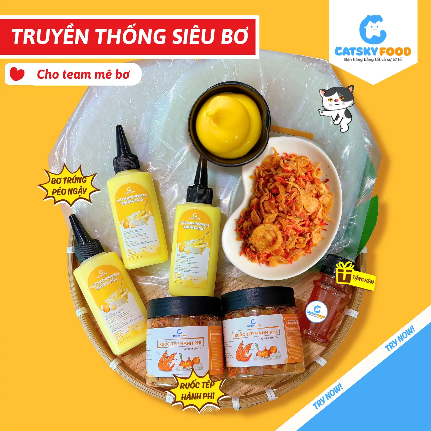 [COMBO Truyền Thống] Bánh Tráng Phơi Sương Catsky Food - Ruốc Tép Khô Hành Phi & Bơ beo thơm ngon