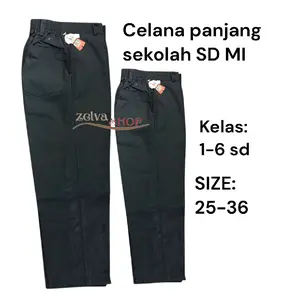 Celana panjang hitam seragam sekolah SD-MI usia 6-13 tahun celana seragam sekolah size 25-36 Anak Fashion