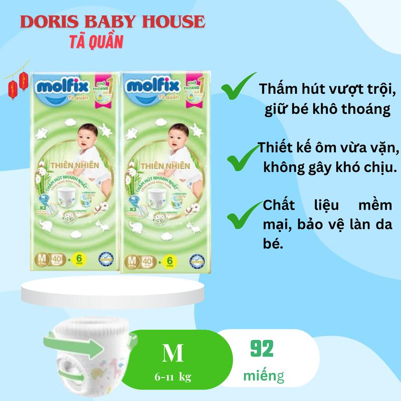 Mẫu cải tiến Tã quần Molfix em bé lớp thấm hút sợi tre tự nhiên và bông organic size M 76 L 68 XL 62 XXL 56 XXXL 22+6 MẪU CẢI TIẾN Women Nữ