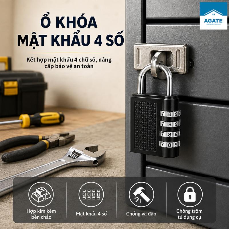 Khóa kỹ thuật số, được làm bằng thép không gỉ và hợp kim, thiết kế 4 chìa khóa…