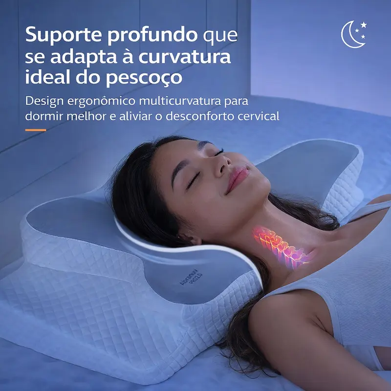 【Abranuv PRO2.0】Travesseiro Cervical ABRANUV, sono confortável, espuma de memória ergonômica sem odor, travesseiro ortopédico, ideal para dormir de lado, de costas e de bruços S-5431 - 6