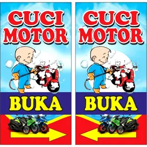 Banner Plang Cuci Motor 50x100 Beli 1 Gratis 1 proses 1 Hari Jadi